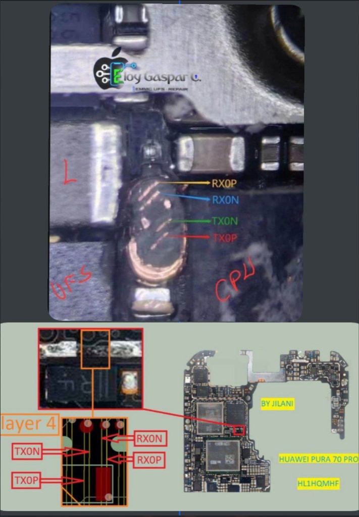 HUAWEI Pura 70 Pro Layer 4 UFS Pinout